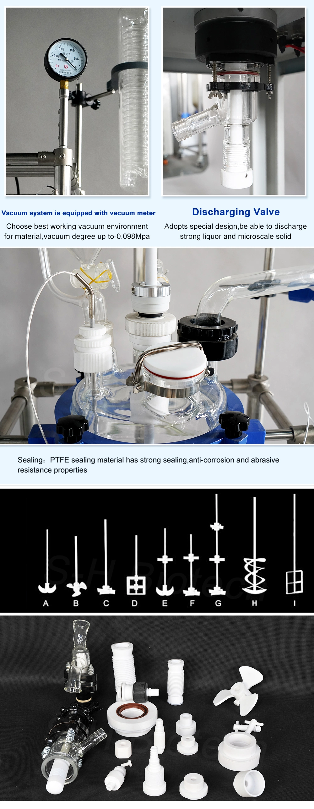 Lab Use 20L Multifunction Pyrex Glass Mixing Reactor