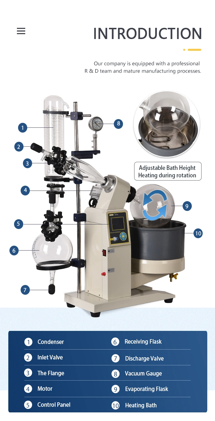 5L 10L 20L Alcohol Distillation Vacuum Rotovap Rotary Evaporator with Chiller